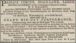 Newspaper advert for Chinese juggler performance