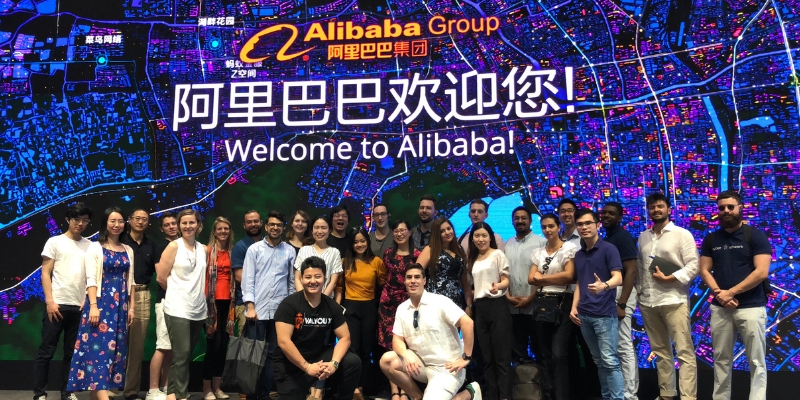 Group photo of students on Alibaba visit