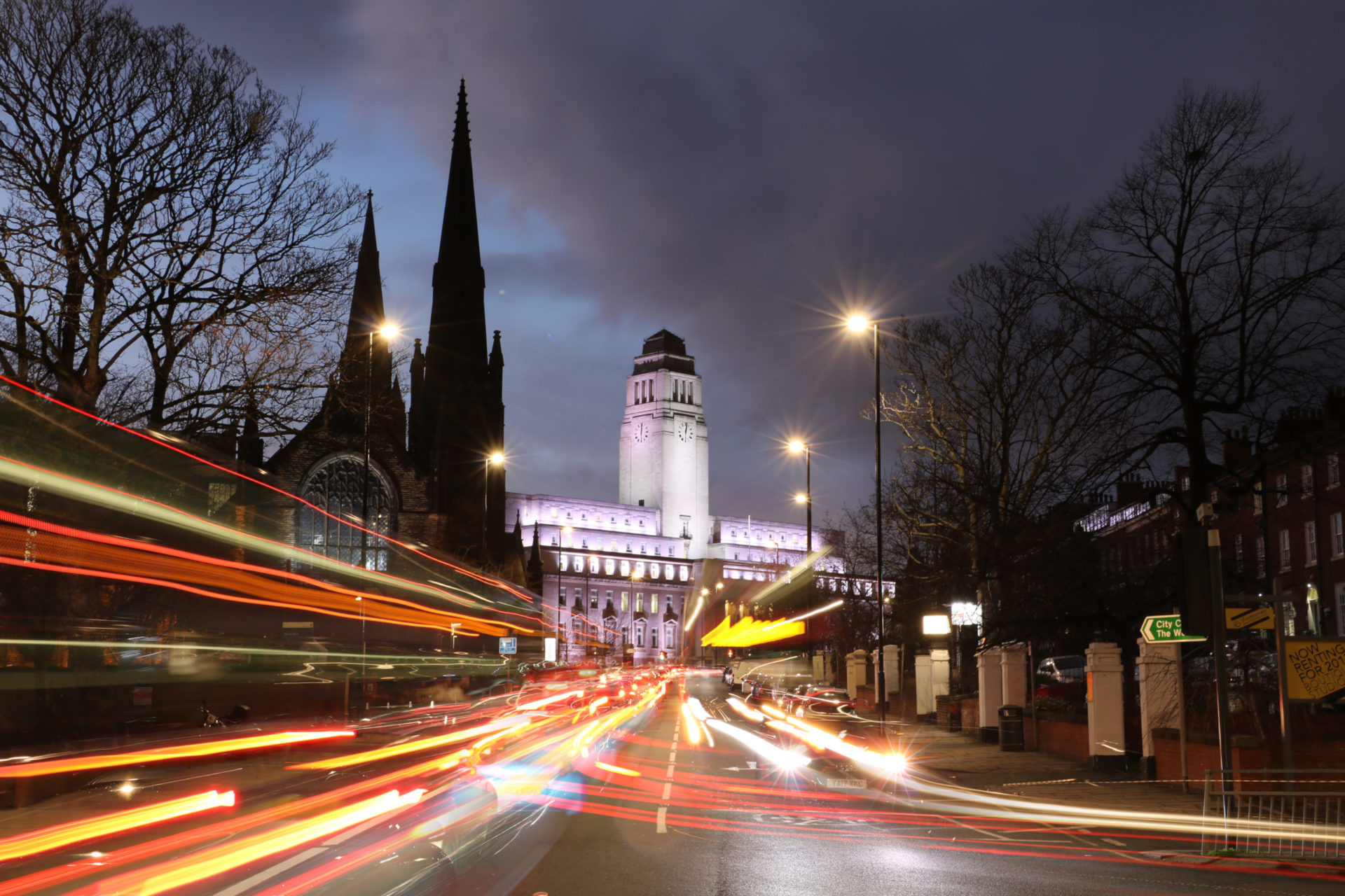 University of Leeds Parkinson Building at night