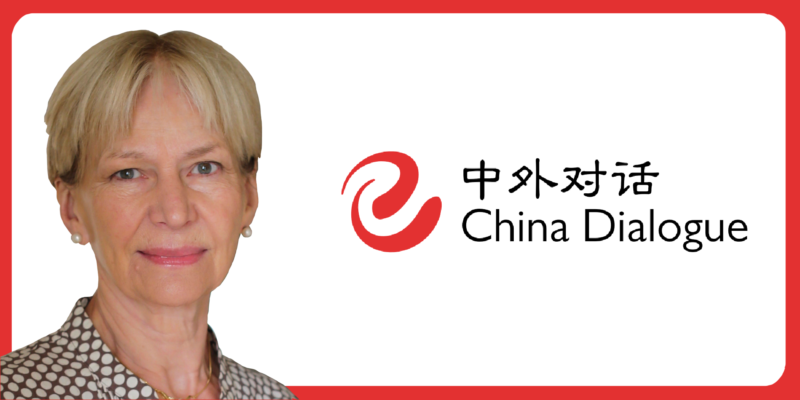 Isabel Hilton headshot and China Dialogue logo