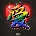Graffiti style image of Chinese character for 'love'